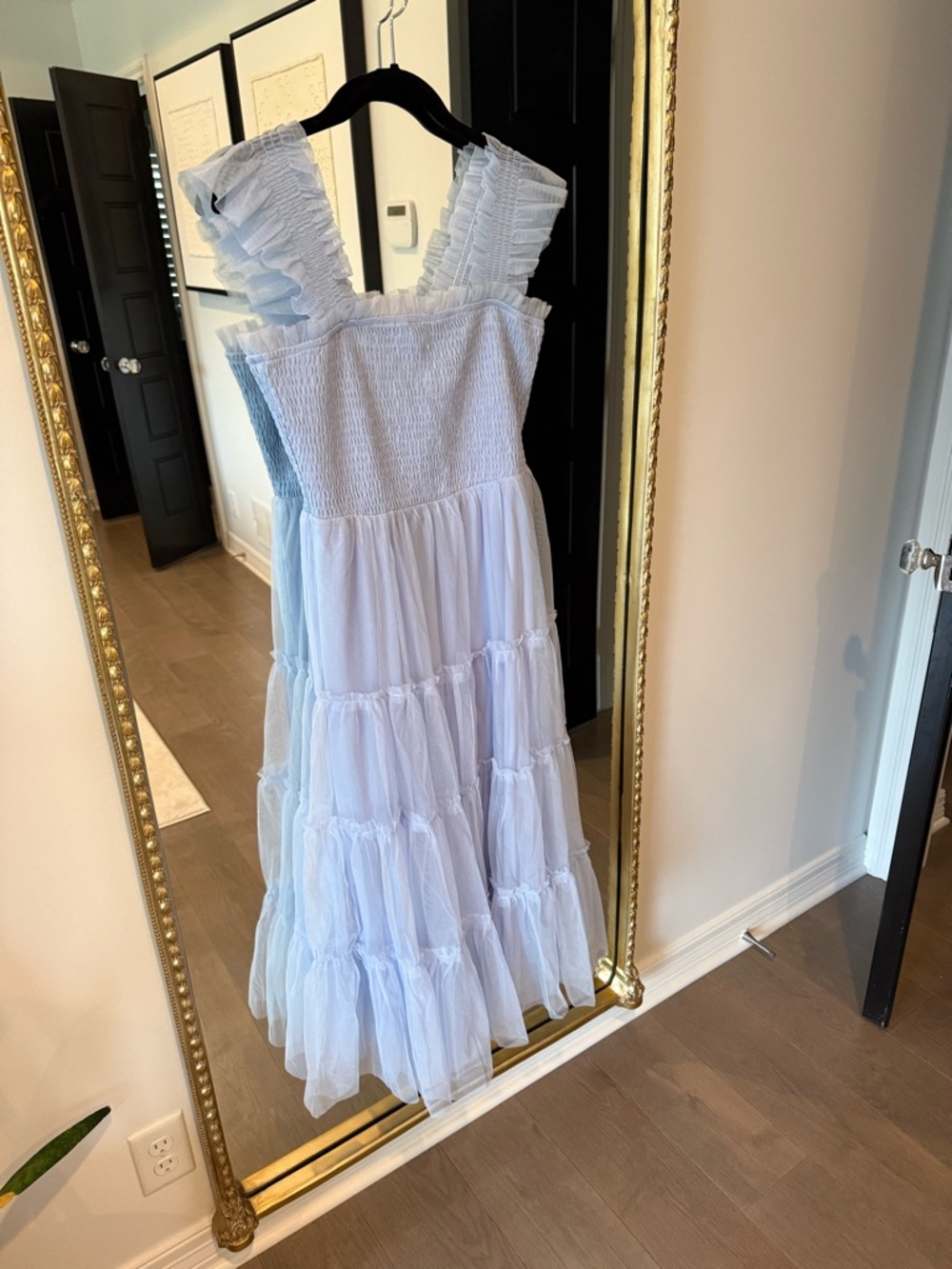 Light Blue Ruffled Tiered Women’s Dress